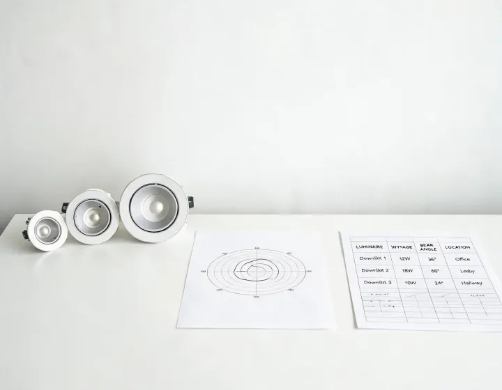 Luminaire schedule and selector interface